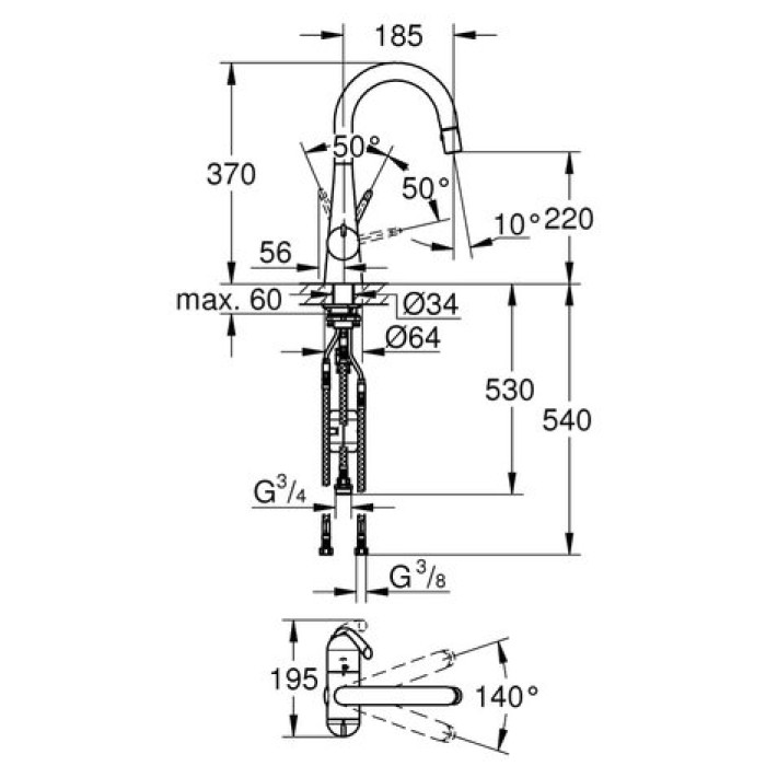 Смеситель для кухни Grohe Zedra 31203000