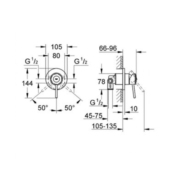 Grohe BauClassic Смеситель однорычажный для душа (29048000)