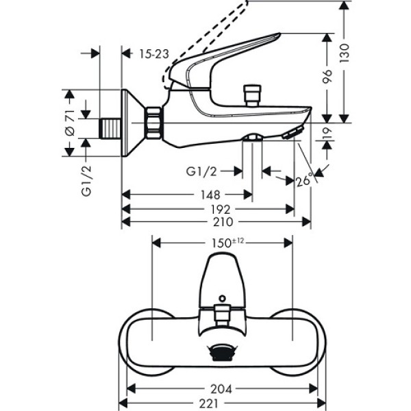 Смеситель для ванны Hansgrohe Novus 71040000