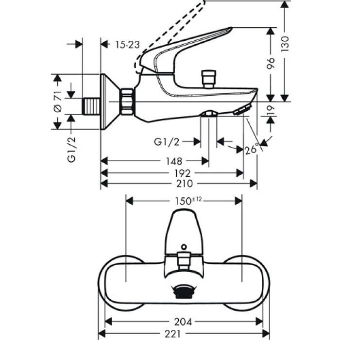 Смеситель для ванны Hansgrohe Novus 71040000