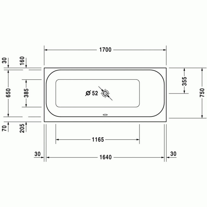 Happy D.2 ванна прямоугольная 170 см 700313000000000 в интернет-магазине «Estet Room»