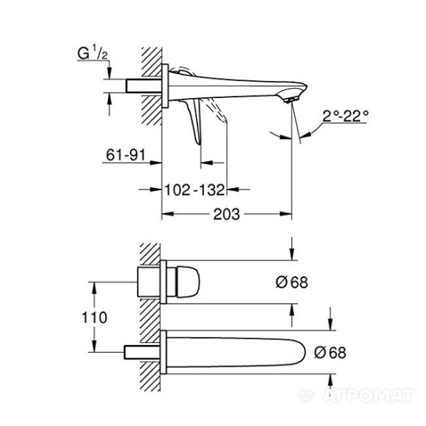 Grohe Eurostyle Смеситель для раковины на два отверстия M-Size (29097LS3)
