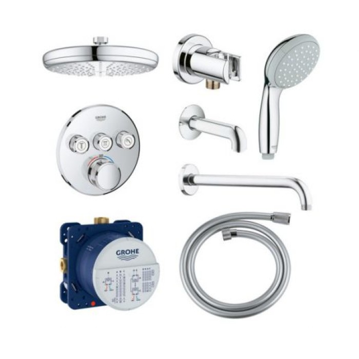 Плитка керамогранит Grohe Grohtherm SmartControl Rainshower New Tempesta 210 Душевая система 34614SC2 для пола