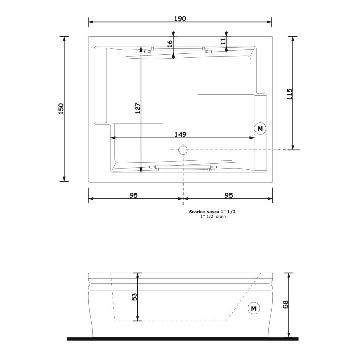 Gruppo Treesse Blanque 1915 Ванна 190x150xh68 см в белом цвете