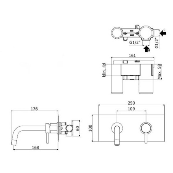 Смеситель для раковины Paffoni Light, 175 мм (LIG101NO)