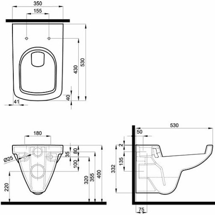 Унитаз подвесной Kolo Nova Pro (M33104000) укороченый без сиденья