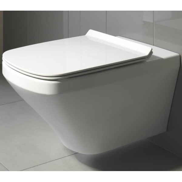 Плитка керамогранит Унитаз подвесной безободковый с крышкой Duravit Rimless DuraStyle 45510900A1 для пола