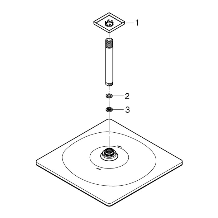 Плитка керамогранит Grohe Rainshower 310 Mono Cube Верхний душ с кронштейном 26565000 для пола