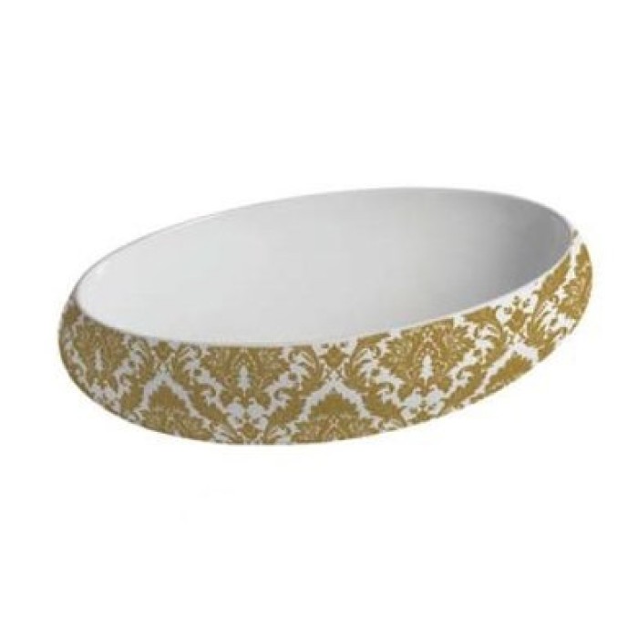 Керамическая раковина 60 см Artceram Tao, white glossy/gold damasco (TOL002 01;89)