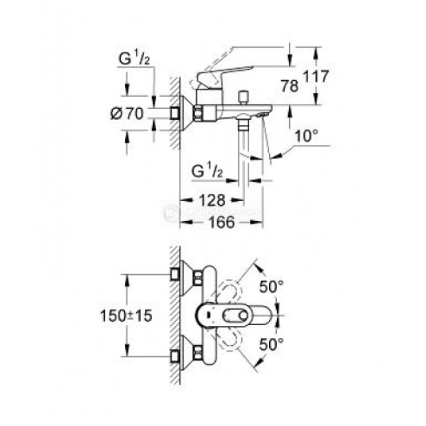Grohe BauLoop Однорычажный смеситель для ванны (23341000)