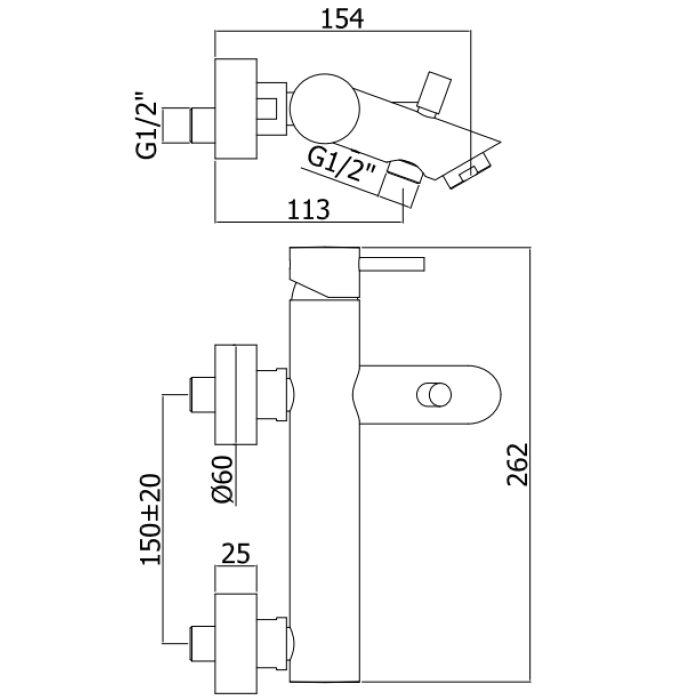 Смеситель для ванны Paffoni Light (LIG023NO)