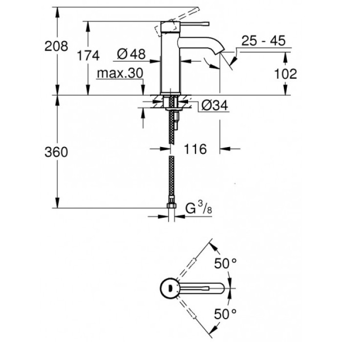 Grohe Essence New Смеситель однорычажный для раковины S-Size (23590BE1)