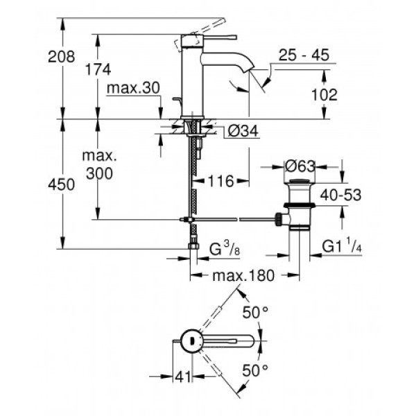 Grohe Essence New Смеситель однорычажный для раковины S-Size (23590AL1)