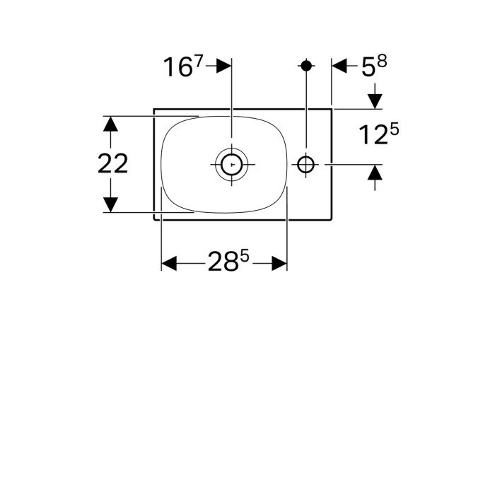 500.635.01.2 Acanto раковина 40 см, отверстие справа, без перелива, белый