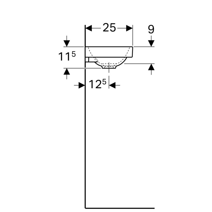 500.635.01.2 Acanto раковина 40 см, отверстие справа, без перелива, белый