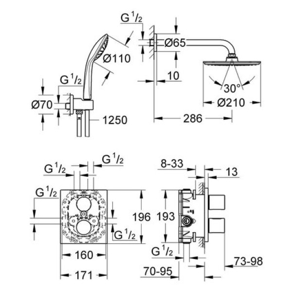 Душевой комплект Grohe Grohtherm 3000 Cosmopolitan 34408000