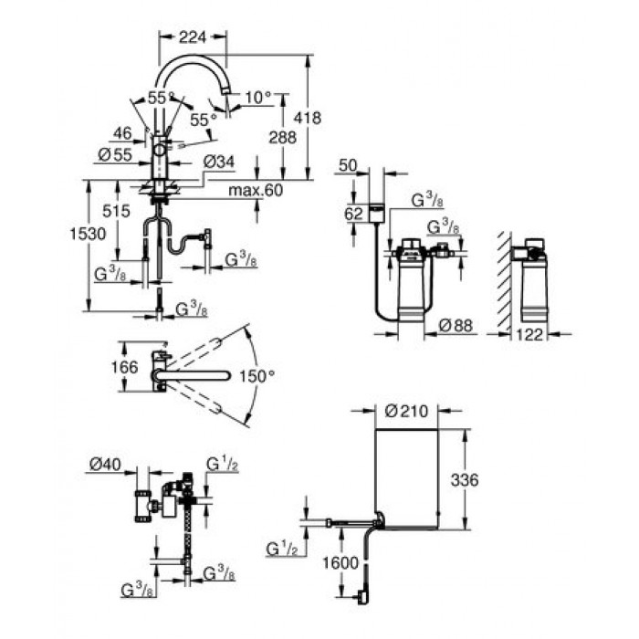 Смеситель и бойлер для раковины GROHE Red Duo M-size 30083001