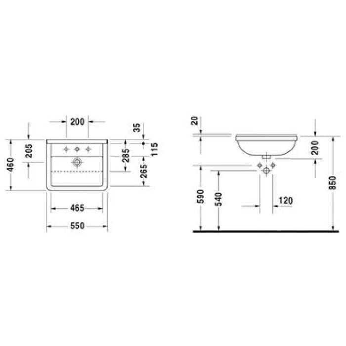 Плитка керамогранит Керамическая раковина 55 см Duravit Starck 3 0310550000 для пола