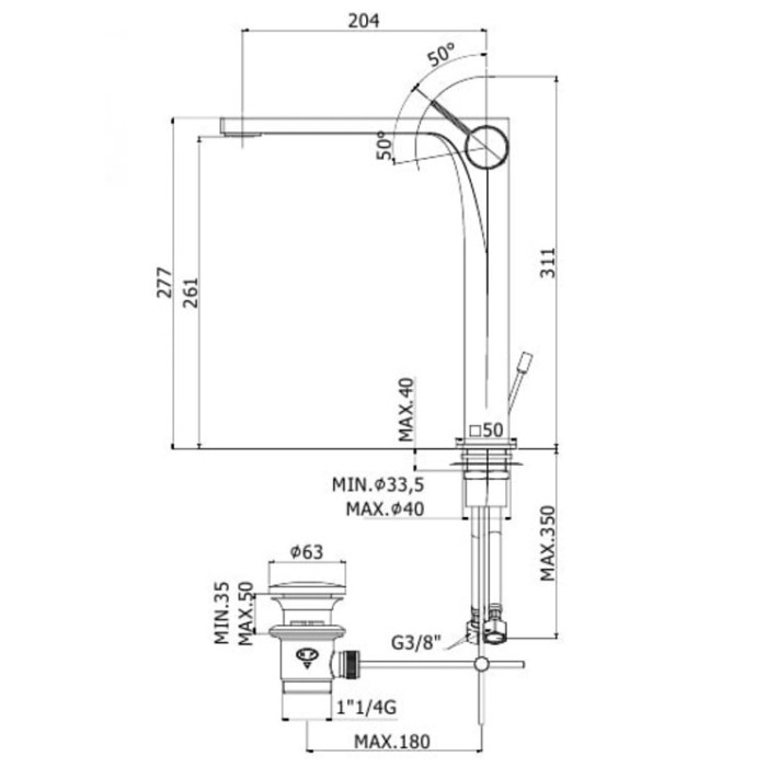 Смеситель для раковины Paffoni Rock (RO085CR) Смеситель для раковины Paffoni Rock (RO085CR)