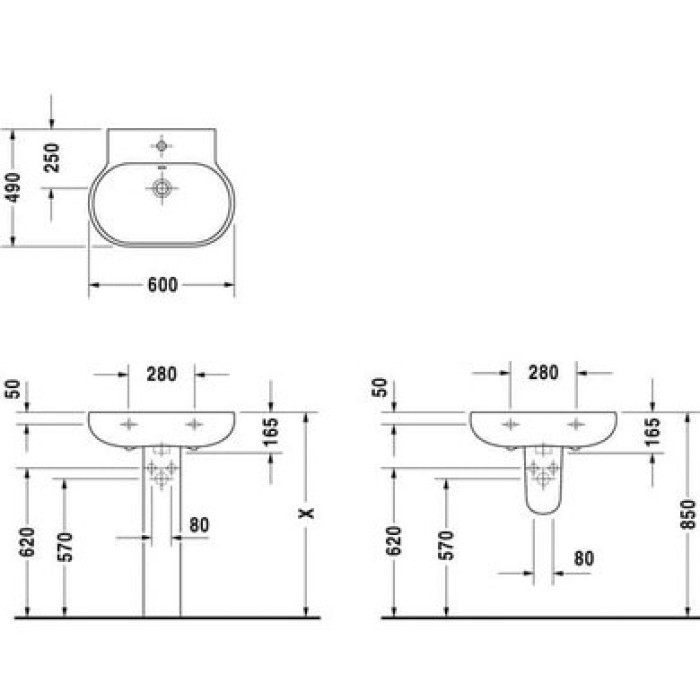 Плитка керамогранит Керамическая раковина 60 см Duravit Bathroom Foster 0419600000 для пола