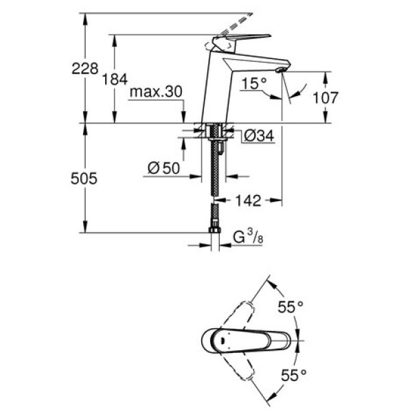 Смеситель для раковины Grohe Eurodisc Cosmopolitan M-Size 23449002