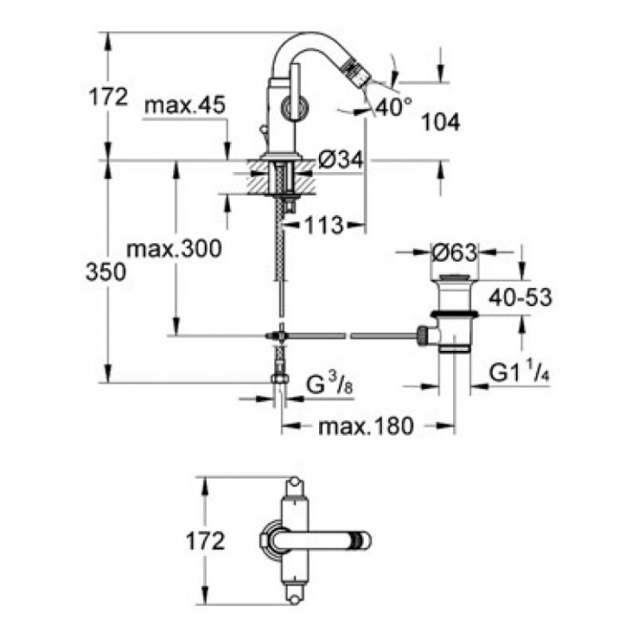 Grohe Atrio Смеситель для биде на одно отверстие M-Size (24026000) Grohe Atrio Смеситель для биде на одно отверстие M-Size (24026000)
