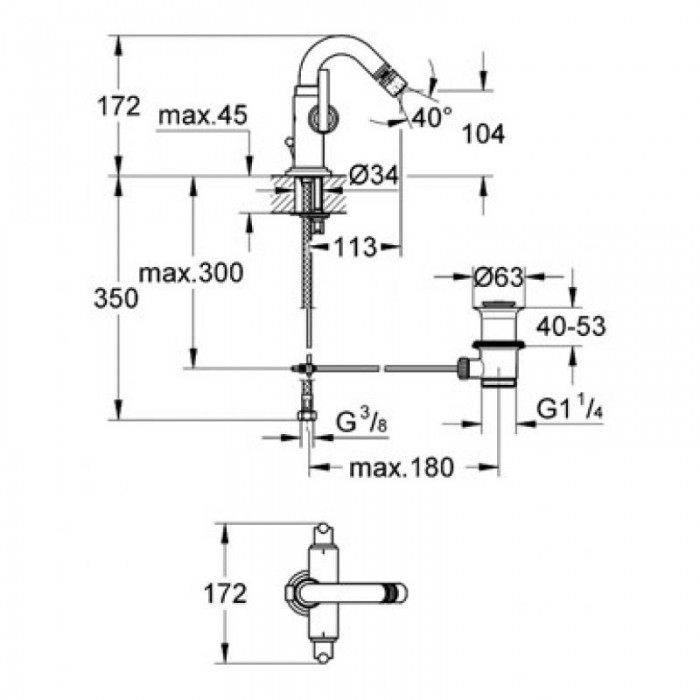 Grohe Atrio Смеситель для биде на одно отверстие M-Size (24026000)