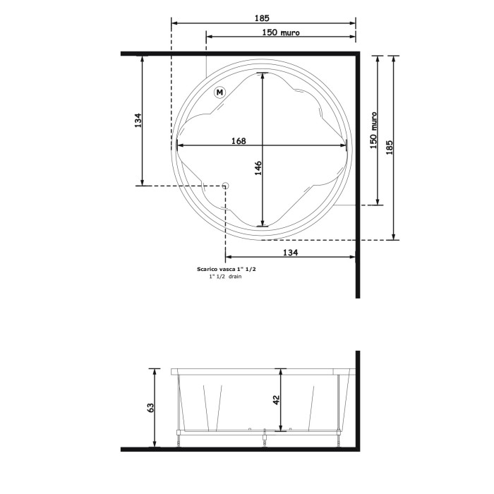 Gruppo Treesse Ninfa Ванна в современном стиле 185x185xh65 см Gruppo Treesse Ninfa Ванна в современном стиле 185x185xh65 см