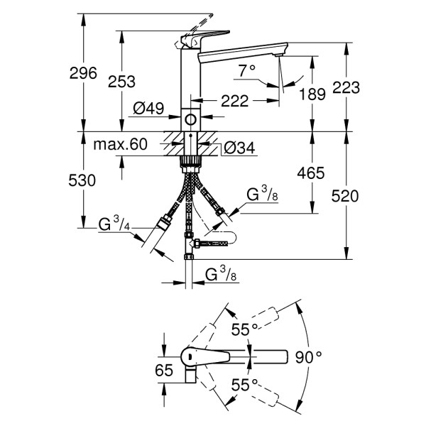 Grohe BauEdge Смеситель для кухни (31696000)