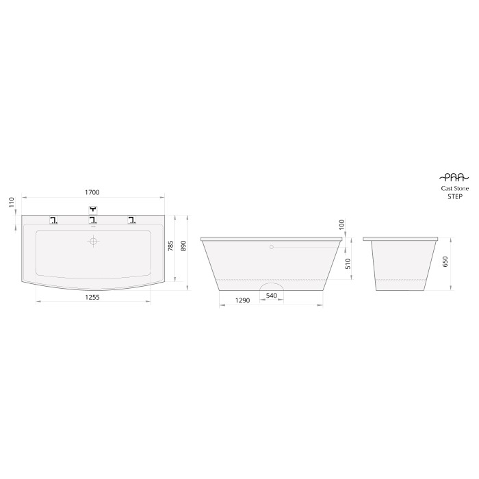 Ванна из искусственного камня PAA Step 1700x895x740