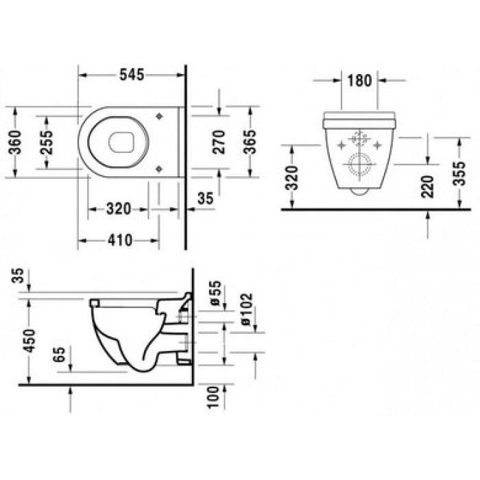 Плитка керамогранит Подвесной унитаз Comfort Duravit Starck 3 2215090000 для пола