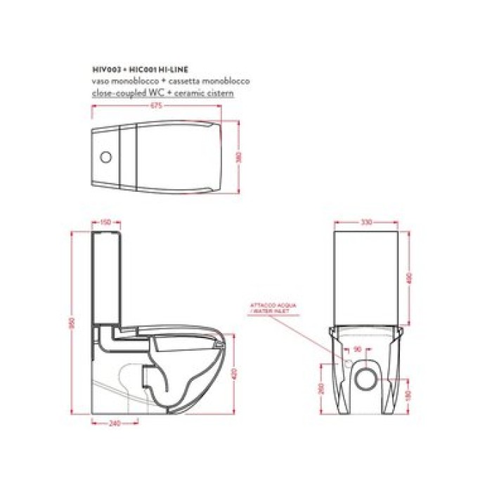 Унитаз-компакт Artceram Hi-Line (HIV003 03;00) black glossy