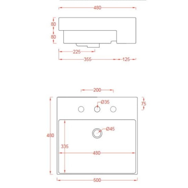 Керамическая раковина 50 см Artceram Quadro, white glossy (QUL004 01;00)