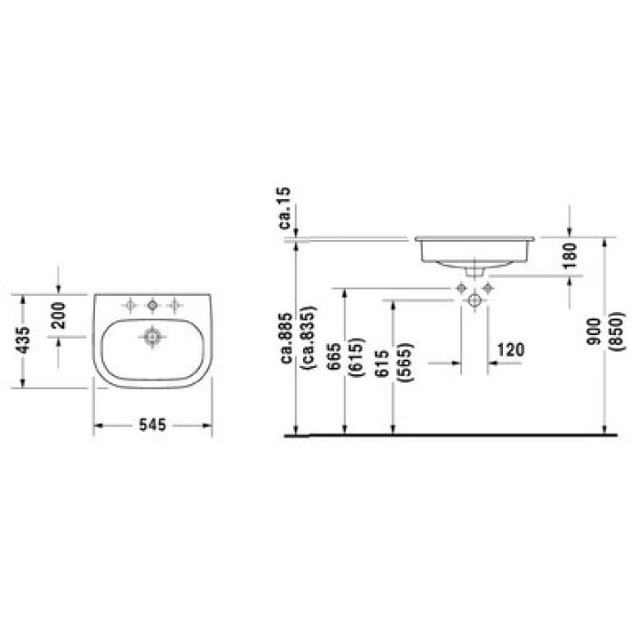Плитка керамогранит Керамическая раковина 54,5 см Duravit D-Code 0337540000 для пола