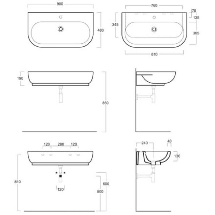 Керамическая раковина 90 см Simas E-Line EL 11