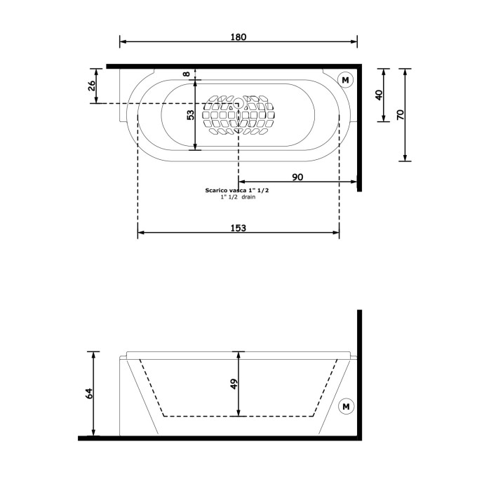 Gruppo Treesse Playa Ванна 180x70x64 см