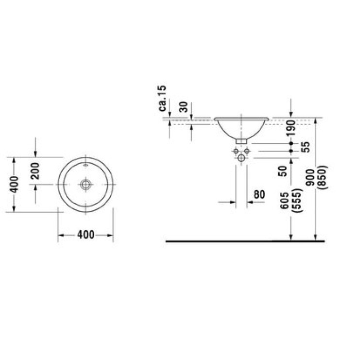 Плитка керамогранит Керамическая раковина 40 см Duravit Architec 0318400000 для пола