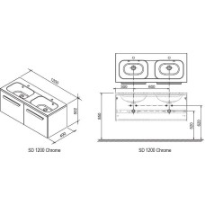 Тумба под умывальник Ravak SD- 1200 Chrome Белый/Белый