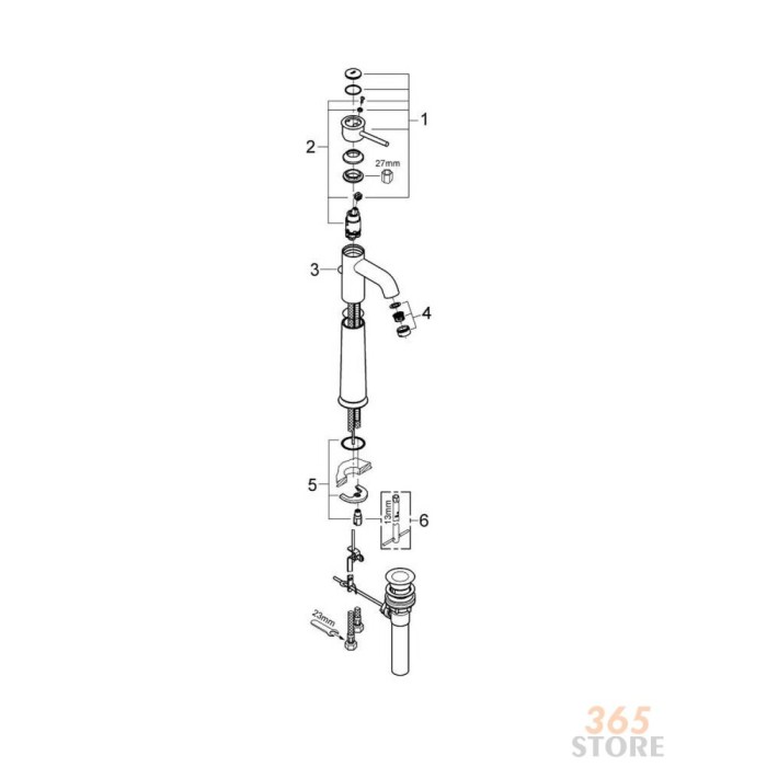 Grohe BauClassic Смеситель для умывальника XL-Size (32868000) Grohe BauClassic Смеситель для умывальника XL-Size (32868000)