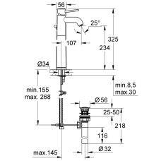 Grohe BauClassic Смеситель для умывальника XL-Size (32868000)