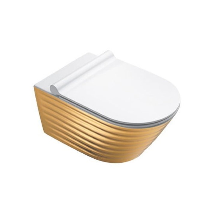 Подвесной безободковый унитаз Catalano Gold&Silver NewFlush, gold/white