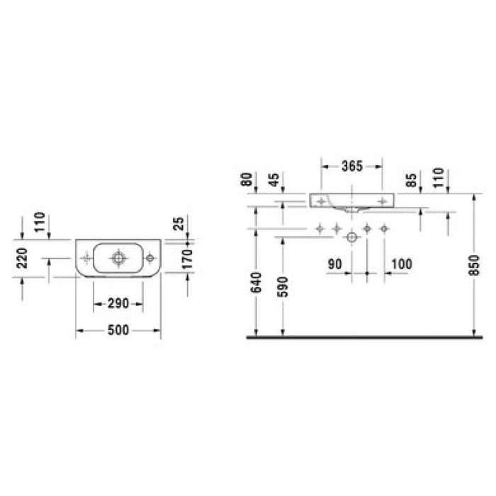 Плитка керамогранит Керамическая раковина 50 см Duravit Happy D.2 0711500000 для пола