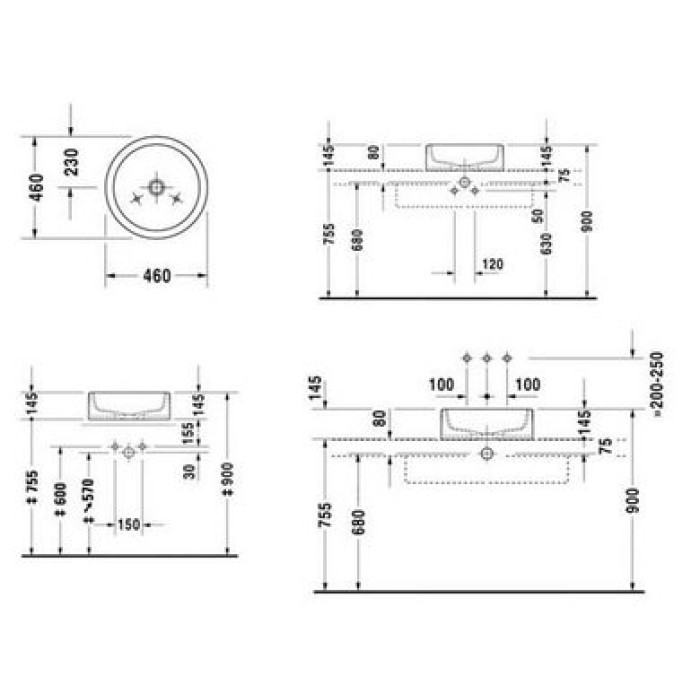 Плитка керамогранит Керамическая раковина 46 см Duravit Starck 1 0445460000 для пола