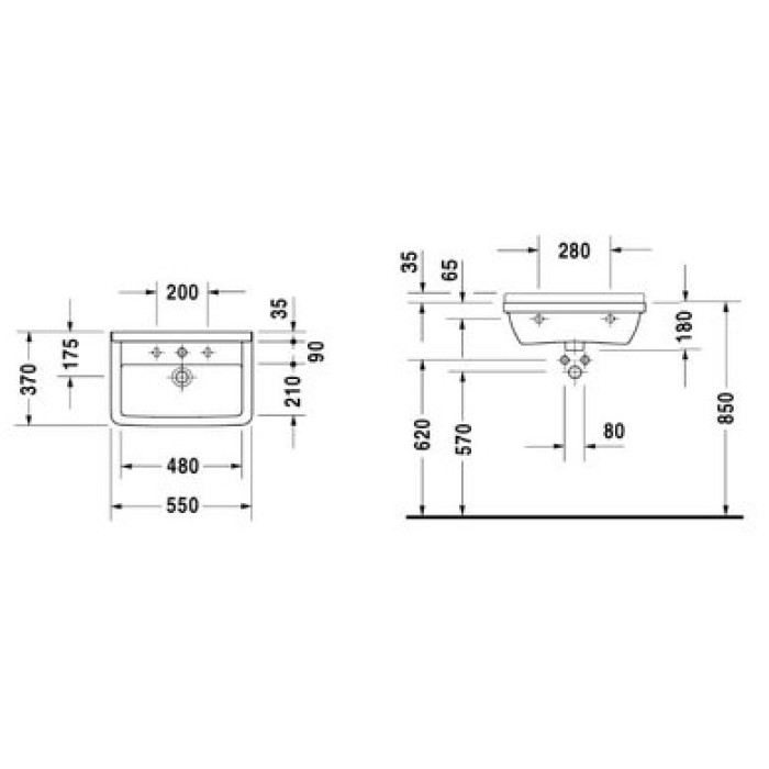 Плитка керамогранит Керамическая раковина 55 см Duravit Starck 3 0301550000 для пола
