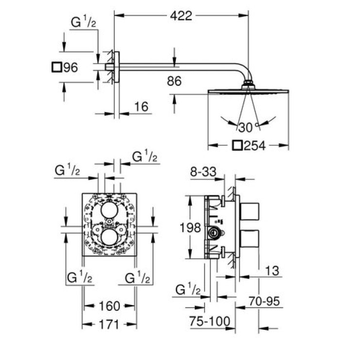 Душевая система Grohe Grohtherm 3000 Cosmopolitan 26261000 Душевая система Grohe Grohtherm 3000 Cosmopolitan 26261000