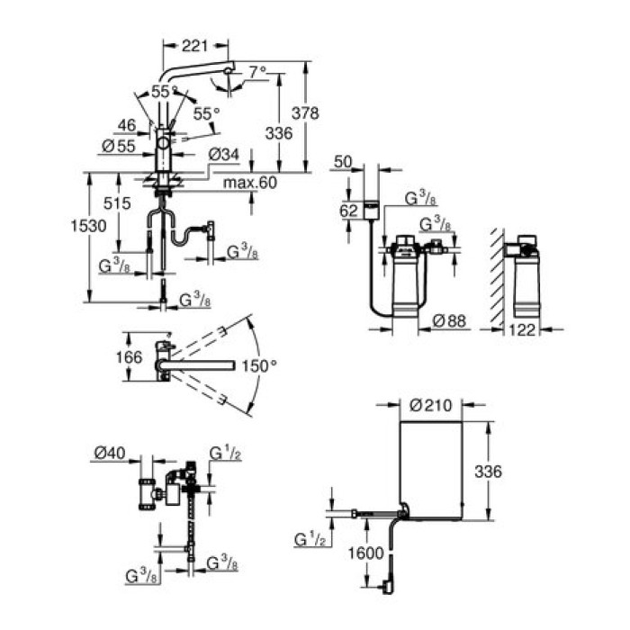 Смеситель и бойлер для раковины GROHE Red Duo M-size 30327001