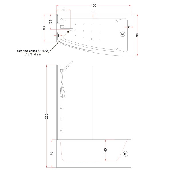 Gruppo Treesse Asyx Box Midi Ванна 160x90xh222 см