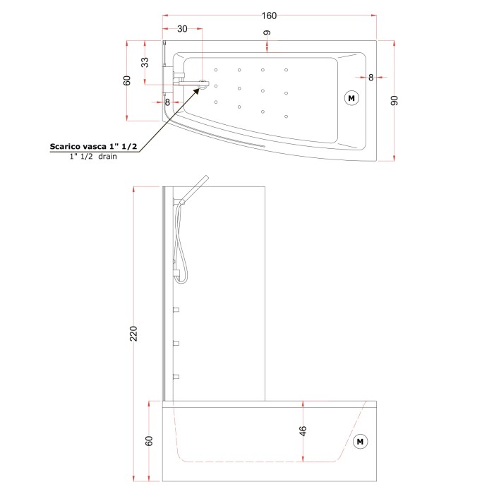 Gruppo Treesse Asyx Box Midi Ванна 160x90xh222 см Gruppo Treesse Asyx Box Midi Ванна 160x90xh222 см