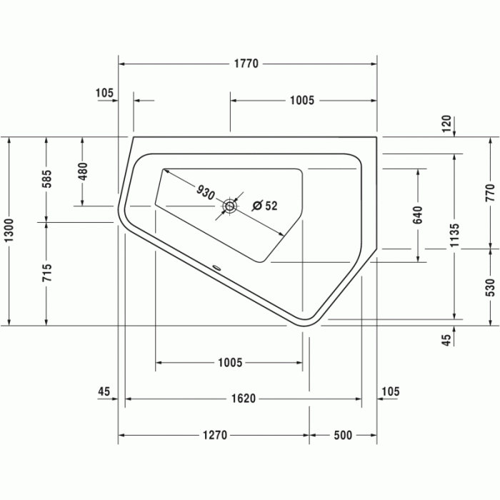 Paiova ванна асимметричная 177 см, правосторонняя 700391000000000 в интернет-магазине «Estet Room»