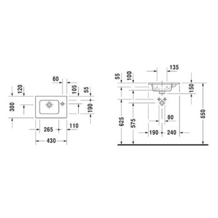 Плитка керамогранит Керамическая раковина 43 см Duravit ME by Starck 0723430041 для пола Плитка керамогранит Керамическая раковина 43 см Duravit ME by Starck 0723430041 для пола